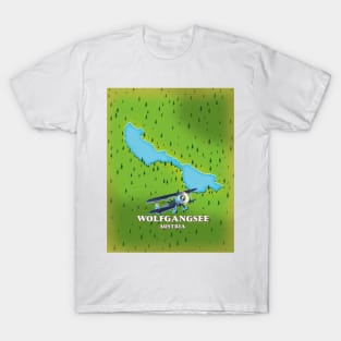 Wolfgangsee Lake Austria lake map T-Shirt